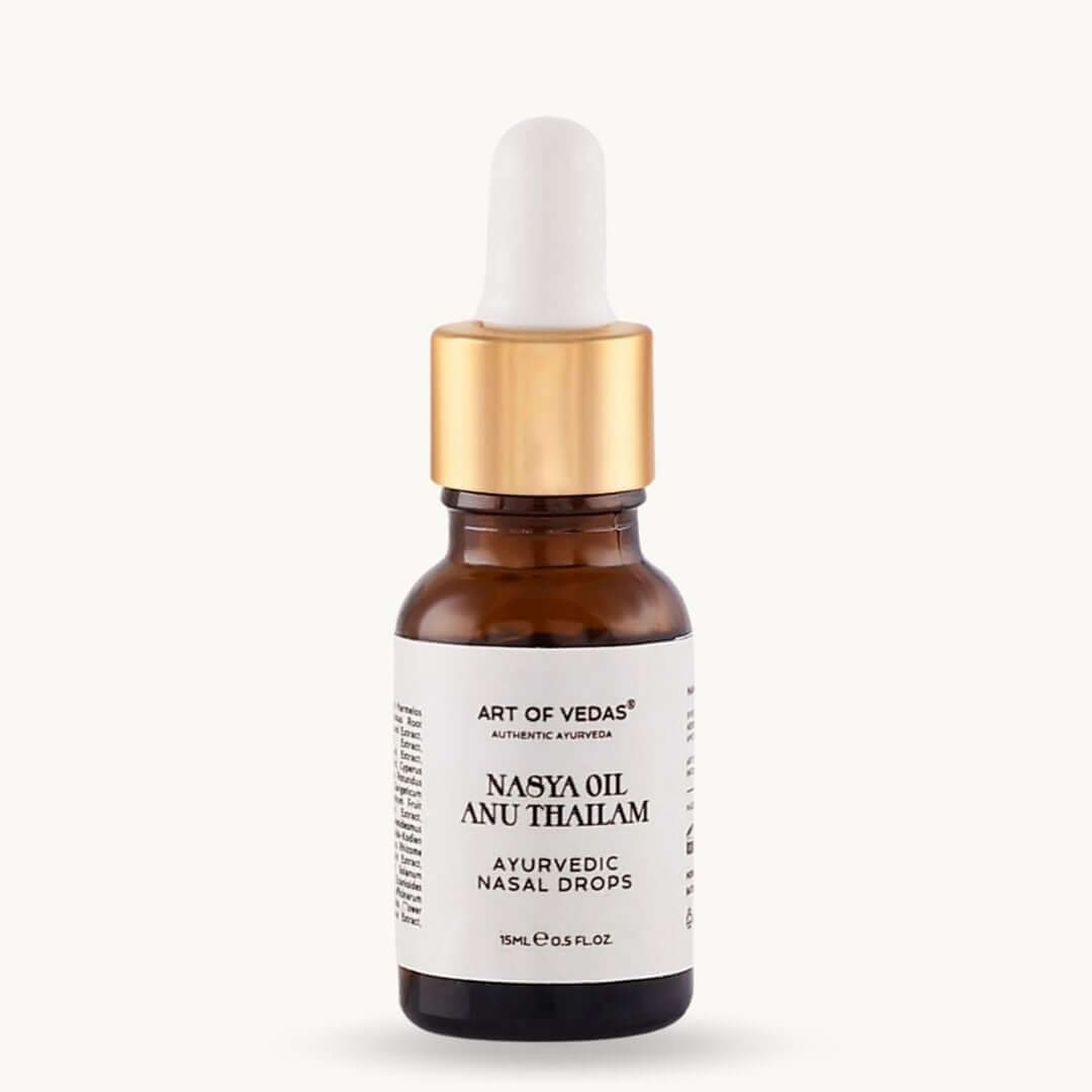 Art of Vedas Nasya Oil Anu Thailam 15ml bottle - traditional Ayurvedic nasal therapy oil