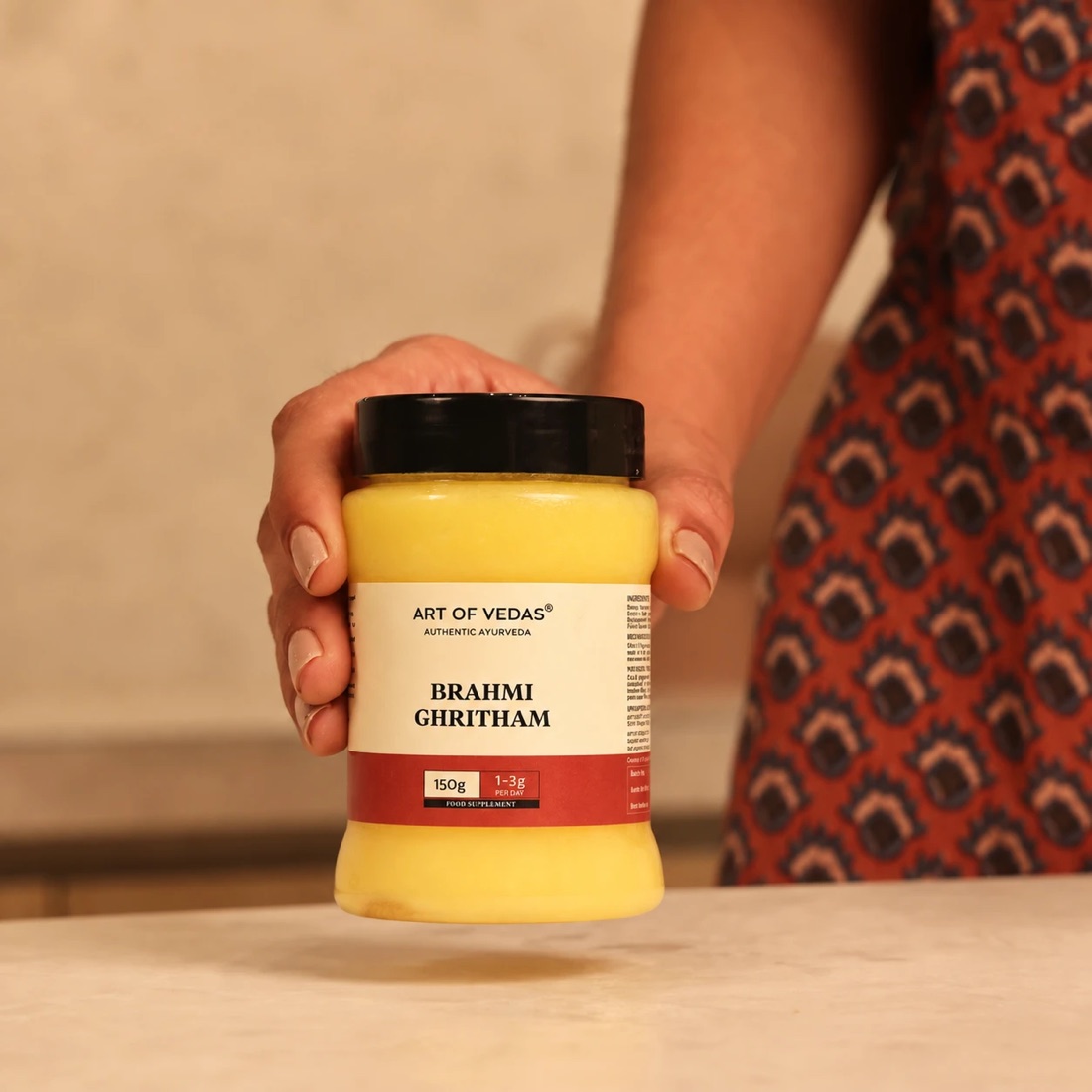 Art of Vedas Brahmi Ghritham im 150 g Glas, klassisches ayurvedisches Ghee, langsam nach der Sneha Paka Methode gekocht