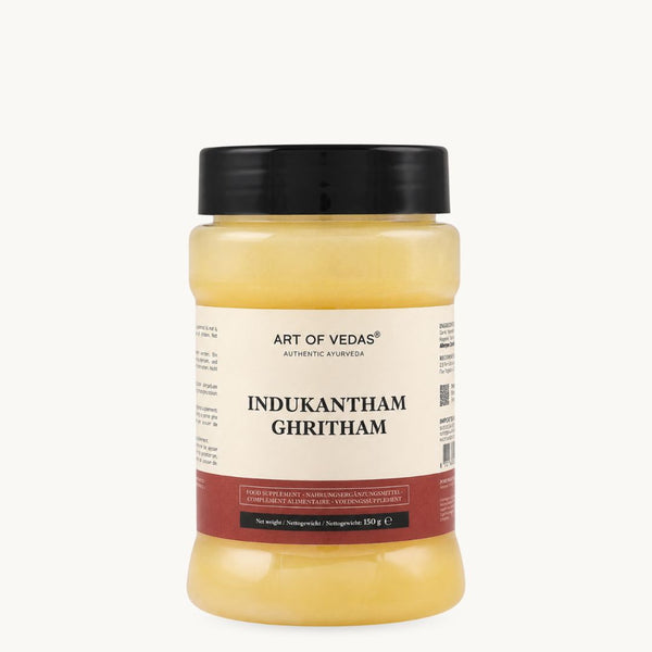 Art of Vedas Indukantham Ghritham, ghee ayurvédique classique: gingembre, poivre long, sel gemme. Pot de 150 g