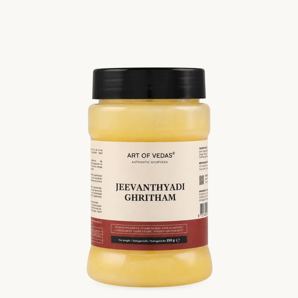 Art of Vedas Jeevanthyadi Ghritham, klassisches ayurvedisches Ghee: Ashwagandha, Haritaki, Dill. 150-g-Glas